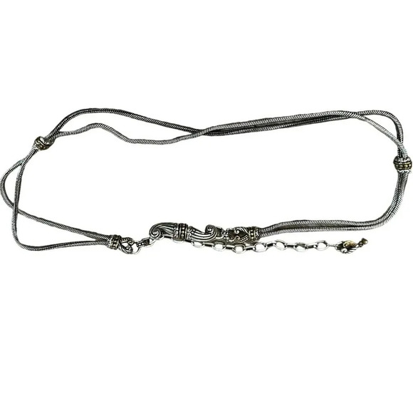 Vintage Brighton Gold Silver Tone Dangling Heart 40” Adjustable Chain Belt - Picture 1 of 5